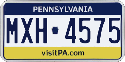 PA license plate MXH4575