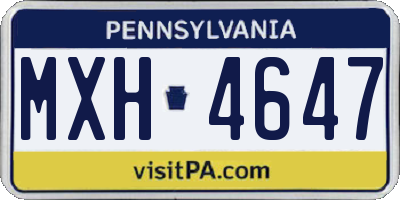 PA license plate MXH4647