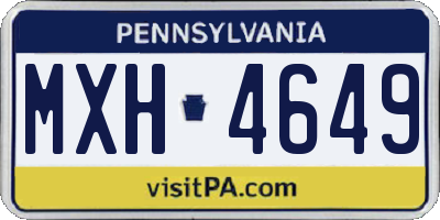 PA license plate MXH4649