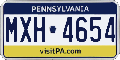 PA license plate MXH4654