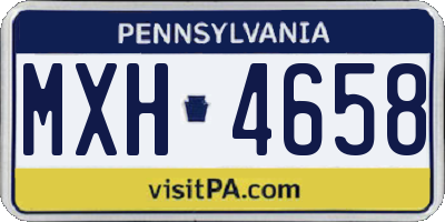 PA license plate MXH4658