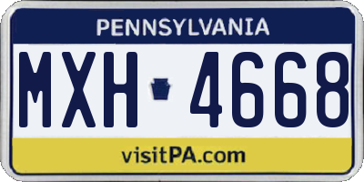 PA license plate MXH4668