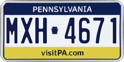 PA license plate MXH4671