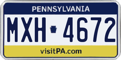 PA license plate MXH4672
