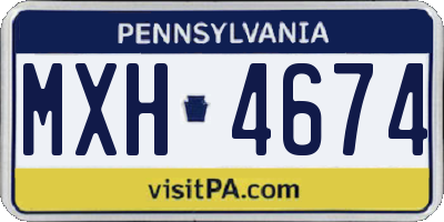PA license plate MXH4674