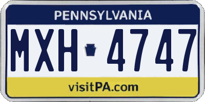 PA license plate MXH4747