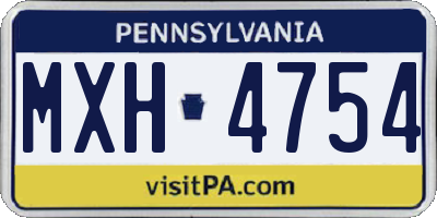 PA license plate MXH4754