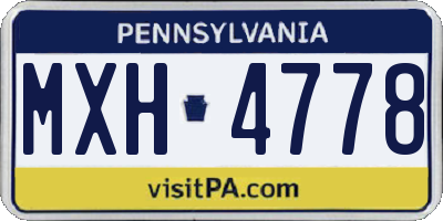 PA license plate MXH4778