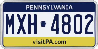 PA license plate MXH4802