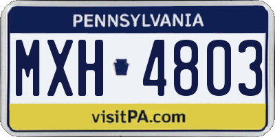 PA license plate MXH4803