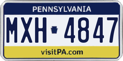 PA license plate MXH4847