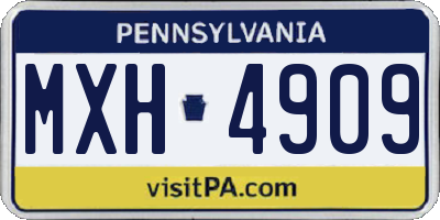 PA license plate MXH4909