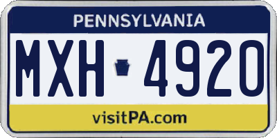 PA license plate MXH4920
