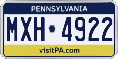 PA license plate MXH4922
