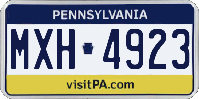 PA license plate MXH4923