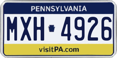 PA license plate MXH4926