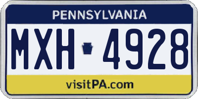 PA license plate MXH4928