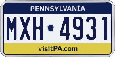 PA license plate MXH4931
