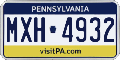 PA license plate MXH4932