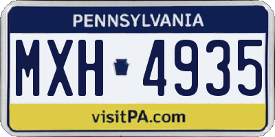 PA license plate MXH4935
