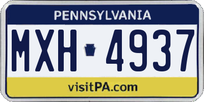 PA license plate MXH4937