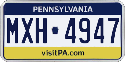 PA license plate MXH4947