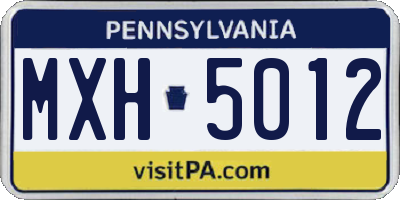PA license plate MXH5012