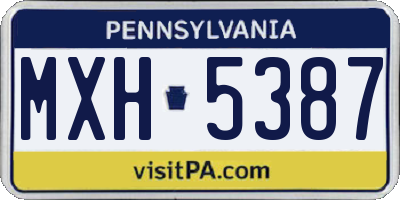 PA license plate MXH5387