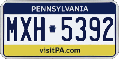 PA license plate MXH5392