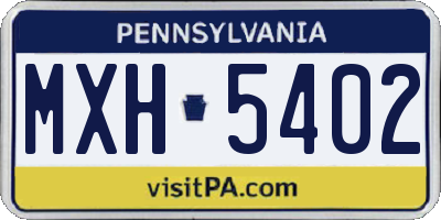 PA license plate MXH5402