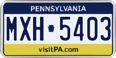 PA license plate MXH5403