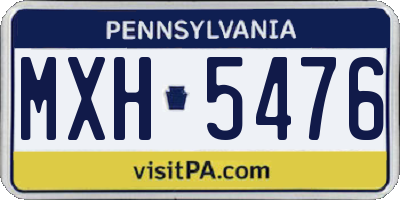 PA license plate MXH5476