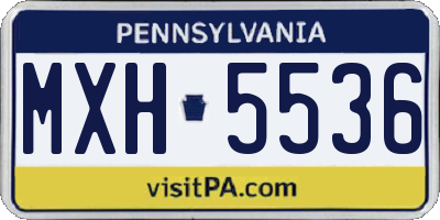 PA license plate MXH5536