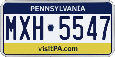 PA license plate MXH5547