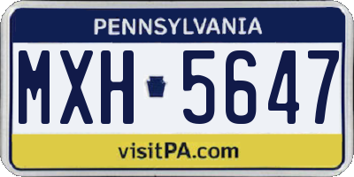 PA license plate MXH5647