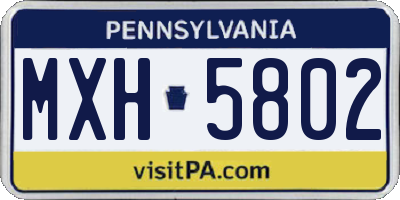 PA license plate MXH5802