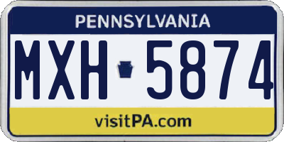 PA license plate MXH5874