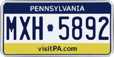 PA license plate MXH5892