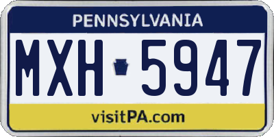 PA license plate MXH5947