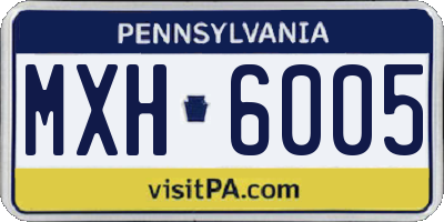 PA license plate MXH6005