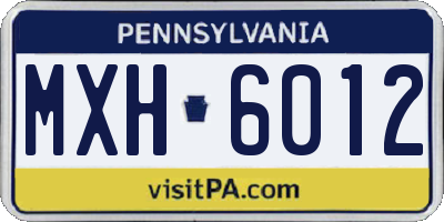 PA license plate MXH6012