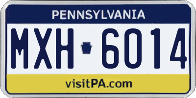 PA license plate MXH6014