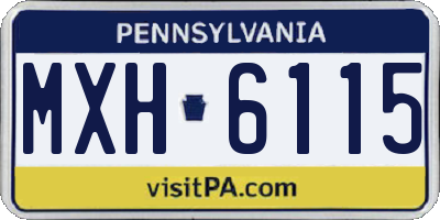 PA license plate MXH6115