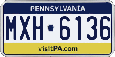 PA license plate MXH6136