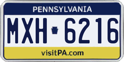 PA license plate MXH6216