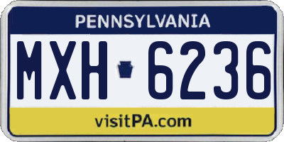PA license plate MXH6236