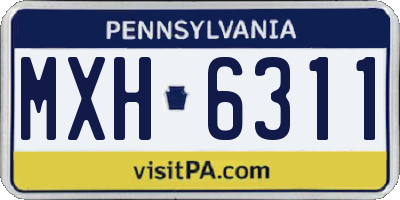 PA license plate MXH6311