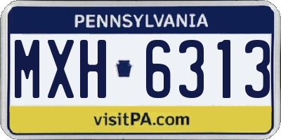 PA license plate MXH6313