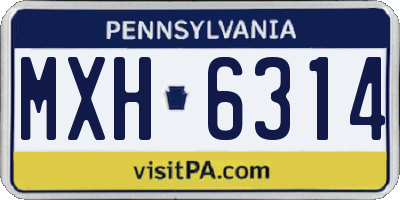 PA license plate MXH6314