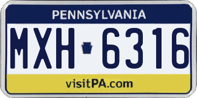 PA license plate MXH6316